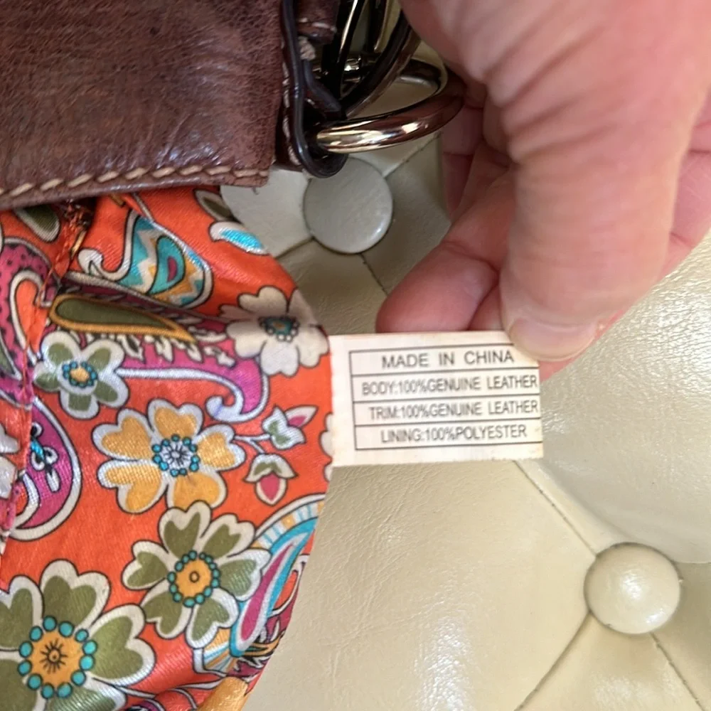 Genuine leather boho shoulder bag, adjustable strap